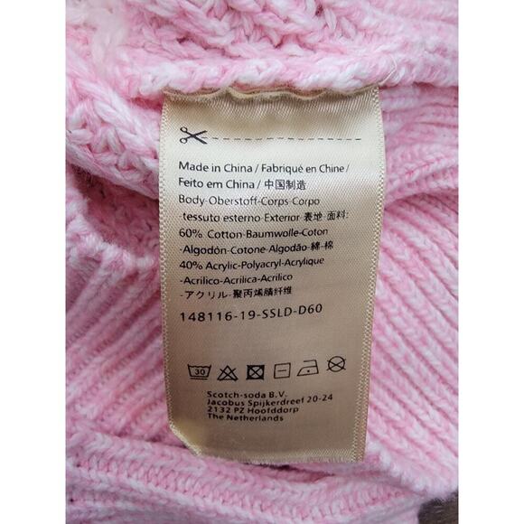SCOTCH & SODA Amsterdam Sweater Womens SZ M Crochet Knit Pink Beachy Fisherman - Picture 9 of 10